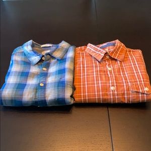 2 Lucky Brand plaid longsleeve shirts.